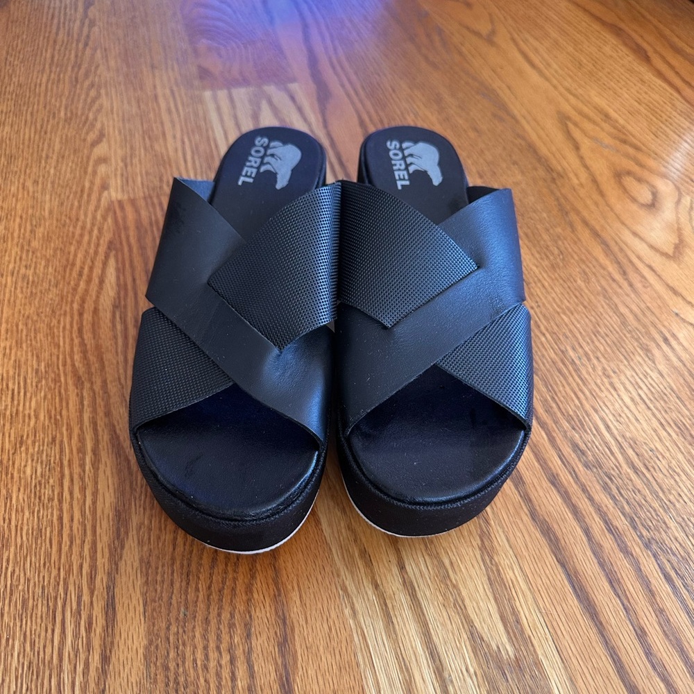 Sorel Black Slide Sandals